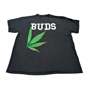 Spencer’s Black “BUDS” Graphic Tee with Green Cannabis Leaf – Size XL